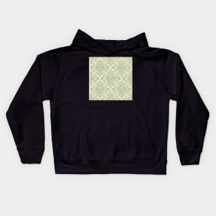 Classic foliage damask in sage leaf green and cream Kids Hoodie